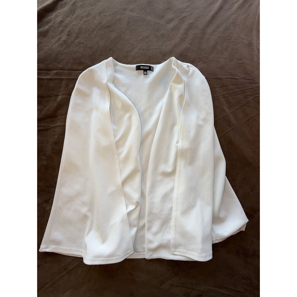 Missguided White Cape Sleeve V-Neck Blouse Knit Lightweight Women's US 0
